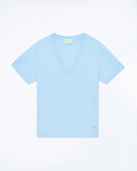 BABY BLUE / NEW / QTY : 9 / T-shirt Col V Double F - Baby Blue