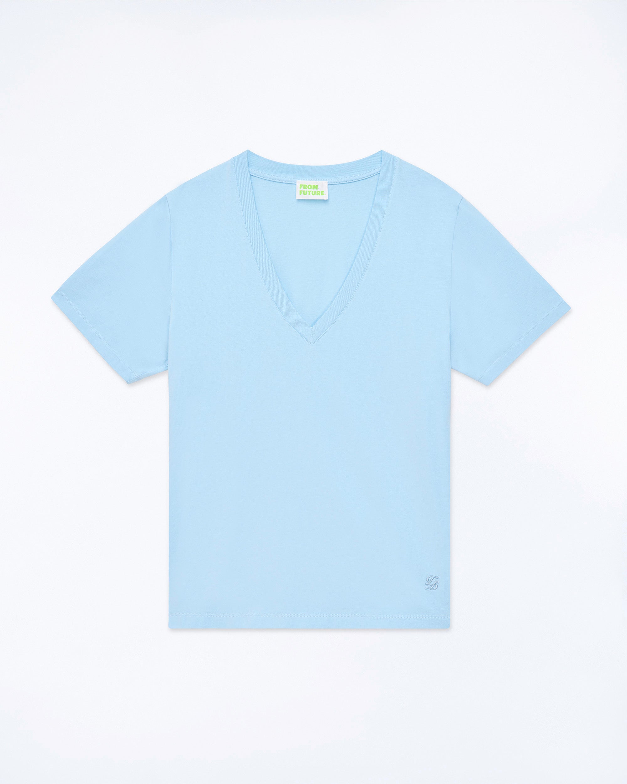 BABY BLUE / NEW / QTY : 9 / T-shirt Col V Double F - Baby Blue