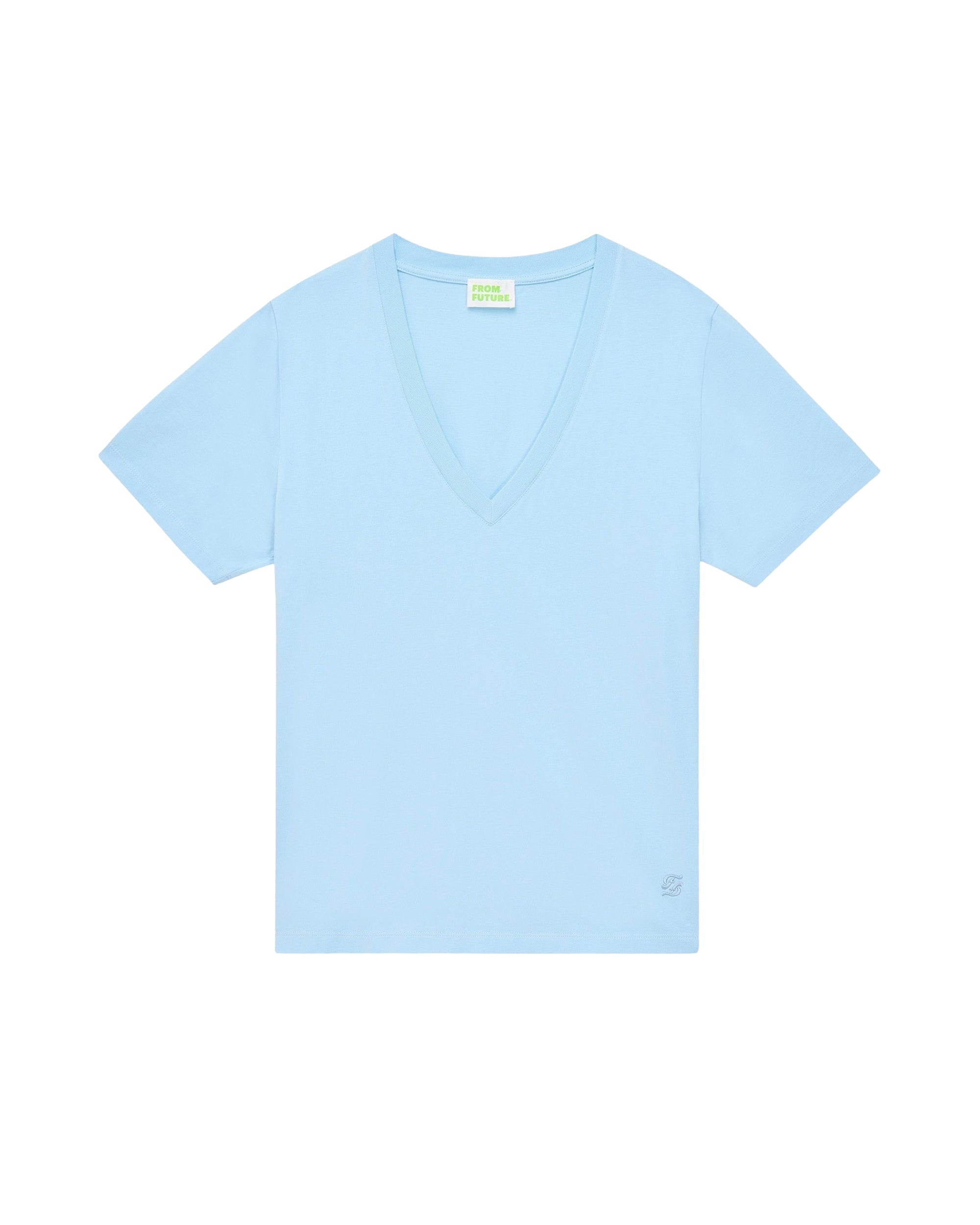 T-shirt col V à manches courtes - Baby Blue