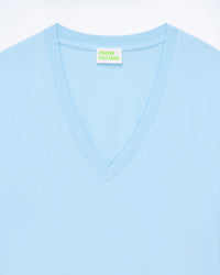 BABY BLUE / NEW / QTY : 9 / T-shirt Col V Double F - Baby Blue
