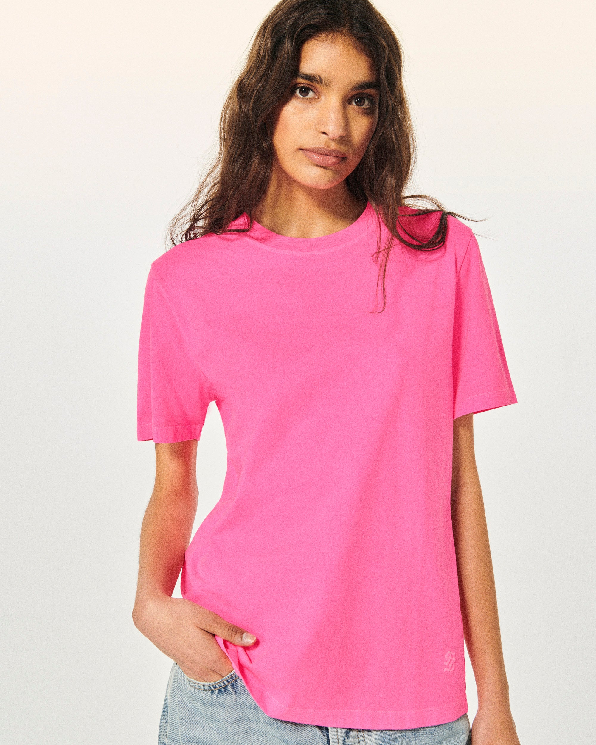 TROPICAL PINK / NEW / QTY : 1 / T-shirt Col Rond Manches Courtes - Tropical Pink