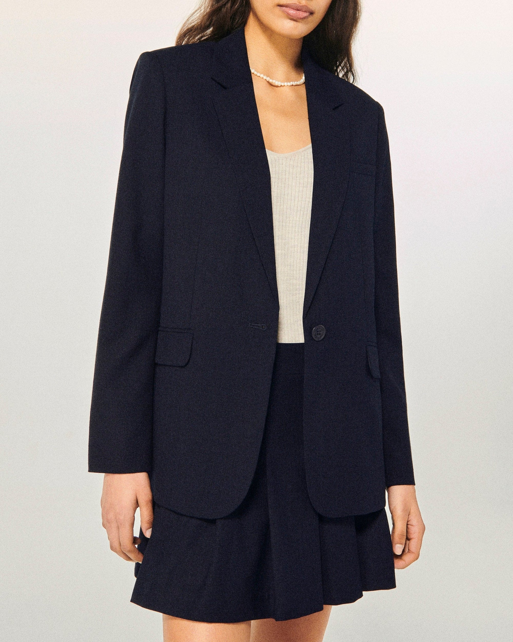 Veste blazer à col tailleur - Navy