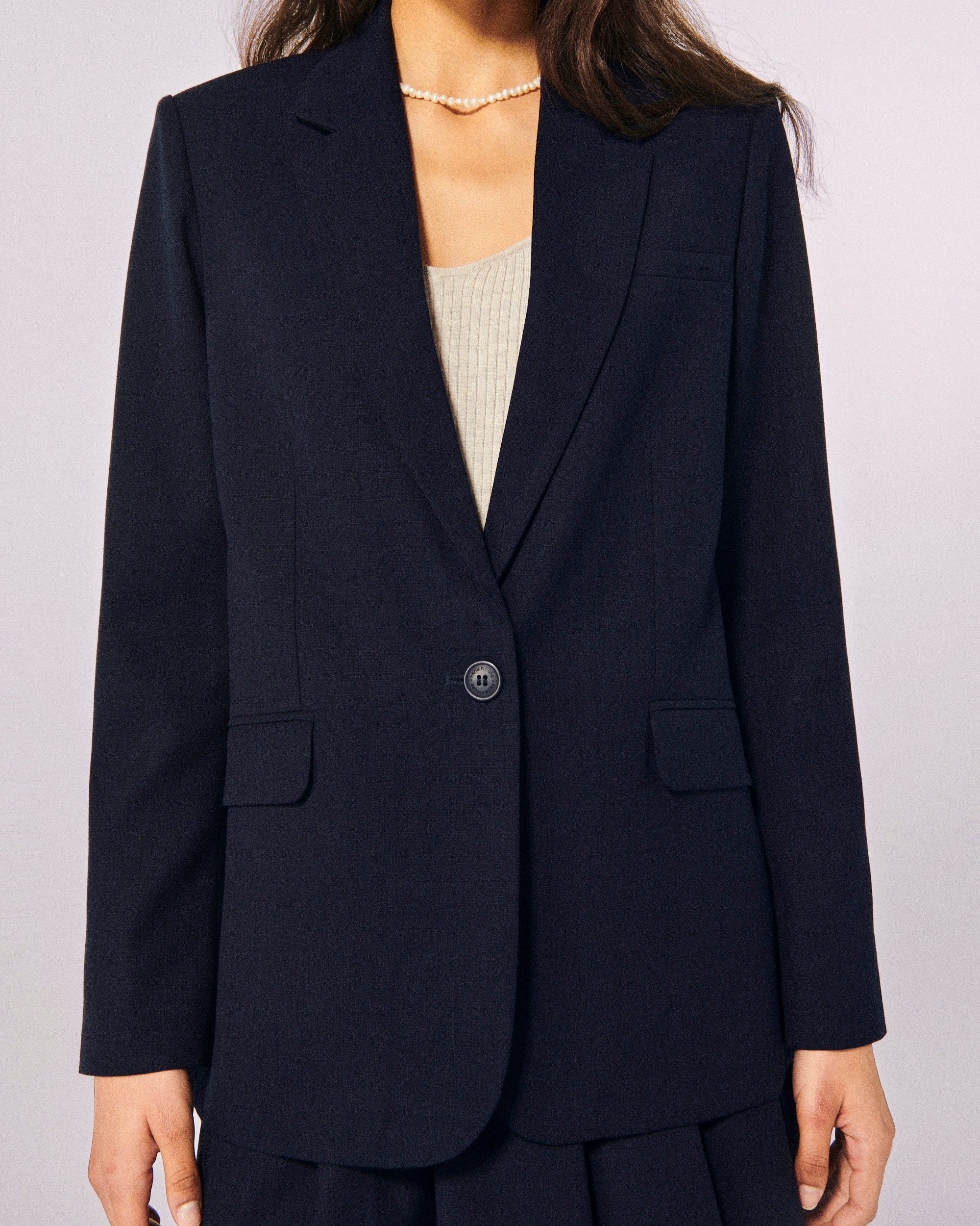 Veste blazer à col tailleur - Navy