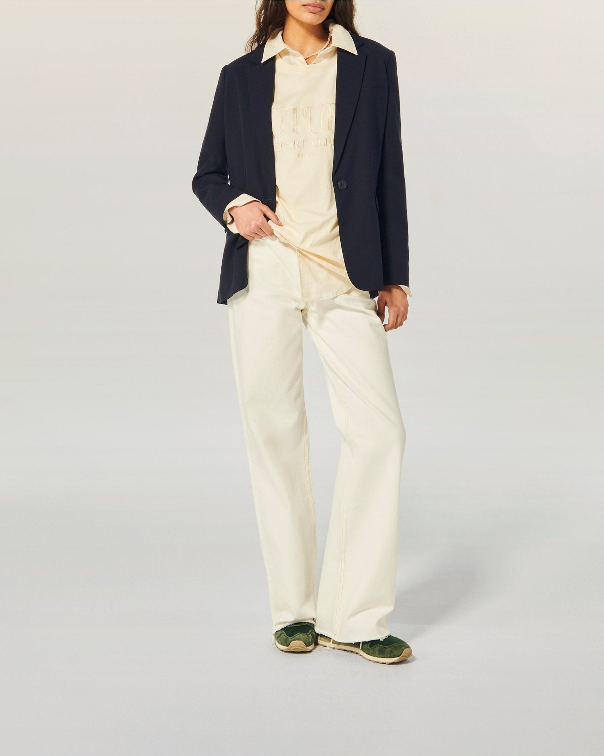 Veste blazer à col tailleur - Navy