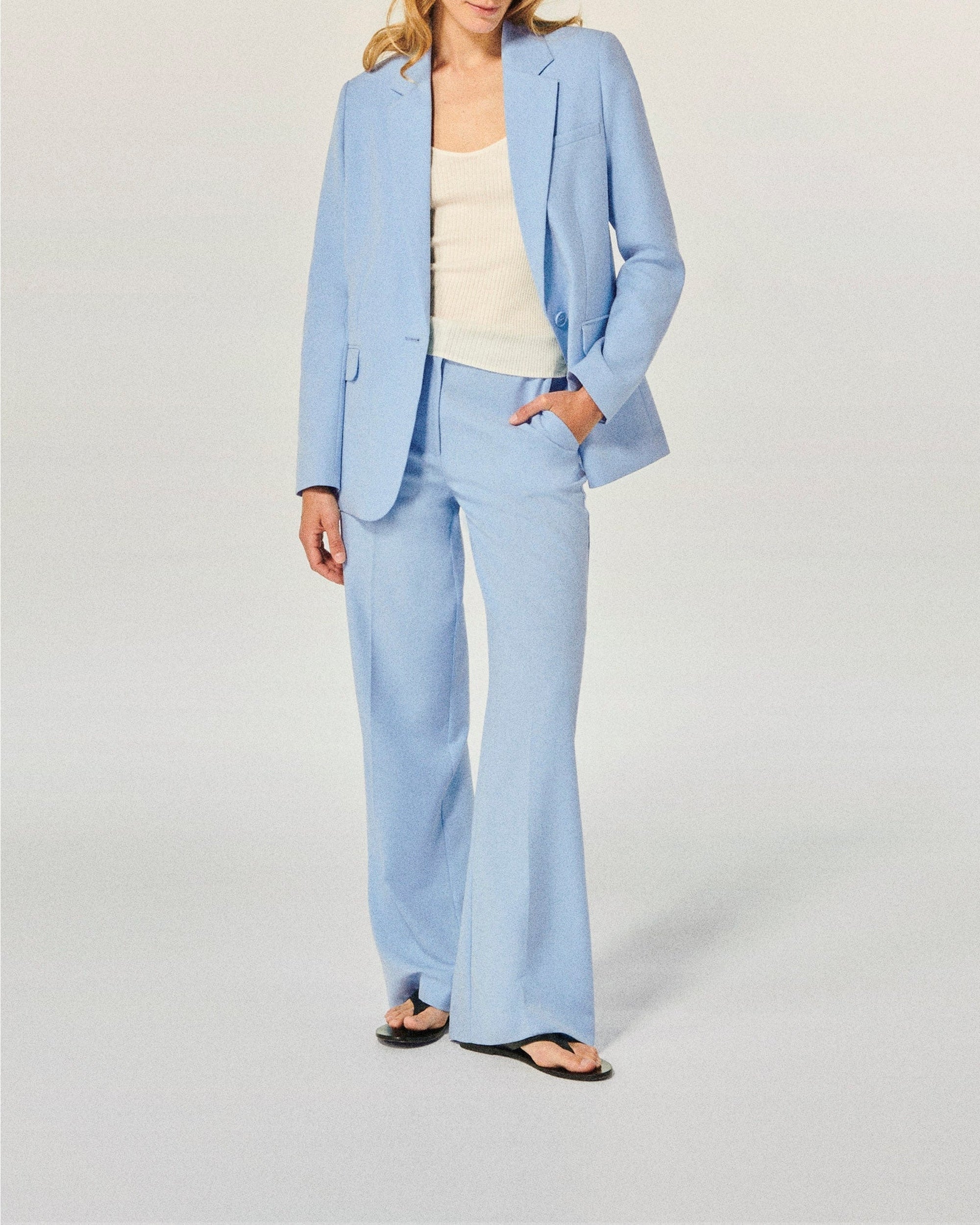 Tailored collar blazer jacket - Baby Blue