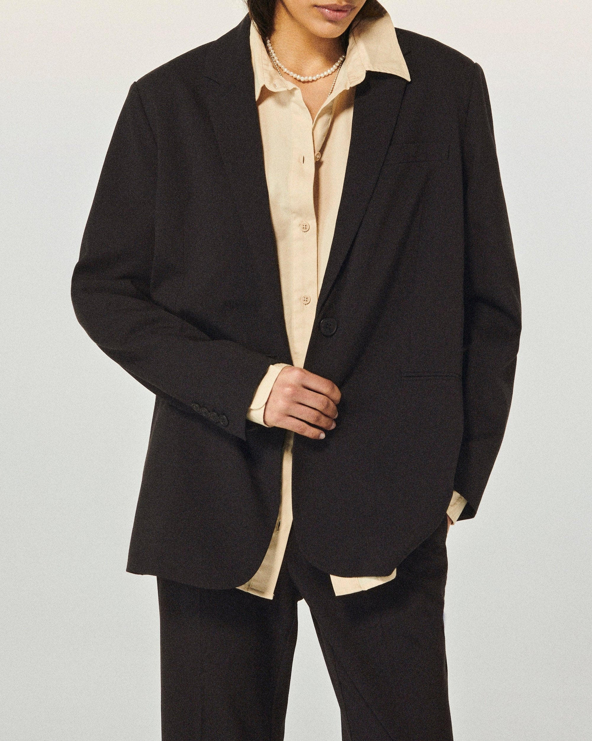 Veste blazer à col tailleur - Noir