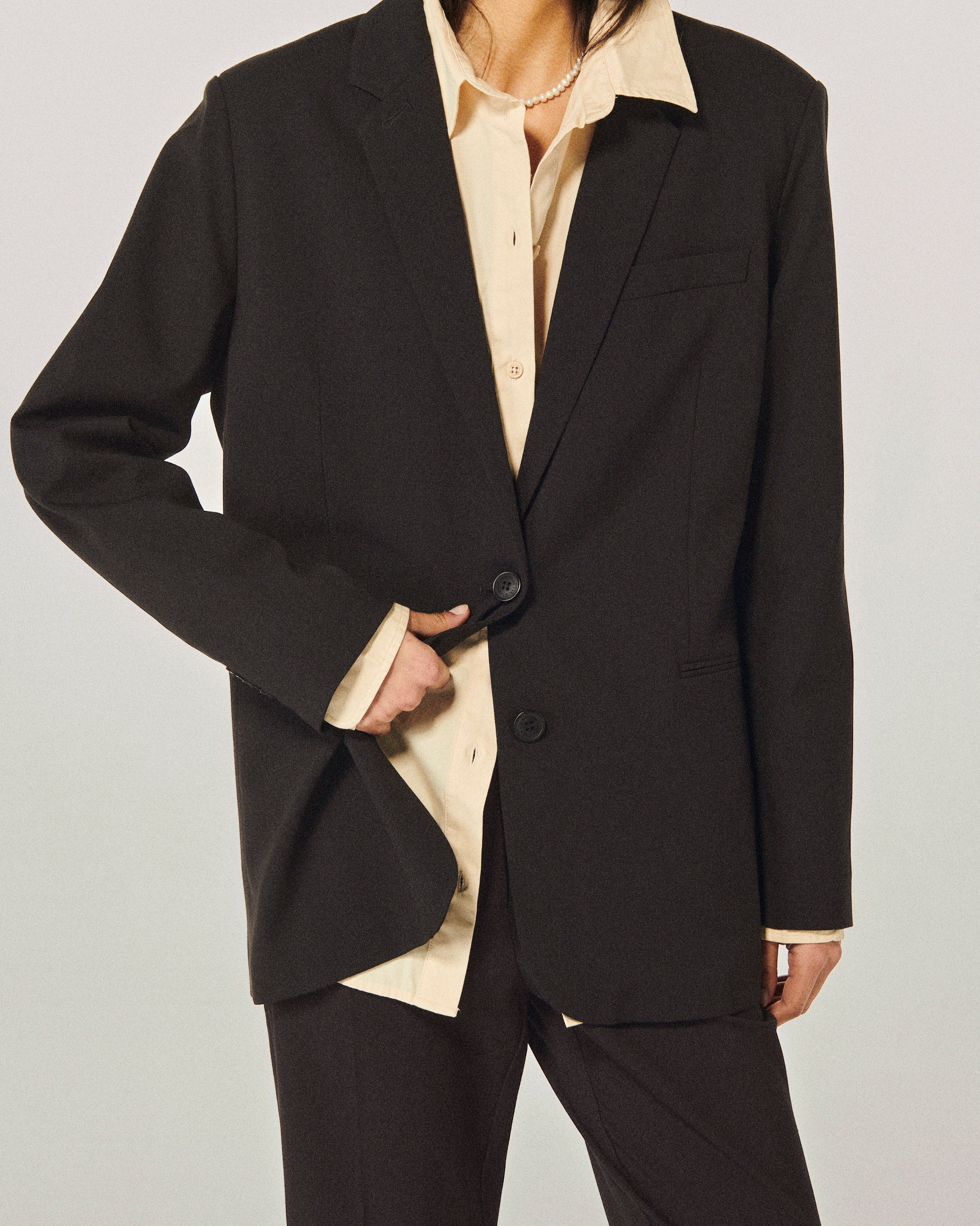 Veste blazer à col tailleur - Noir
