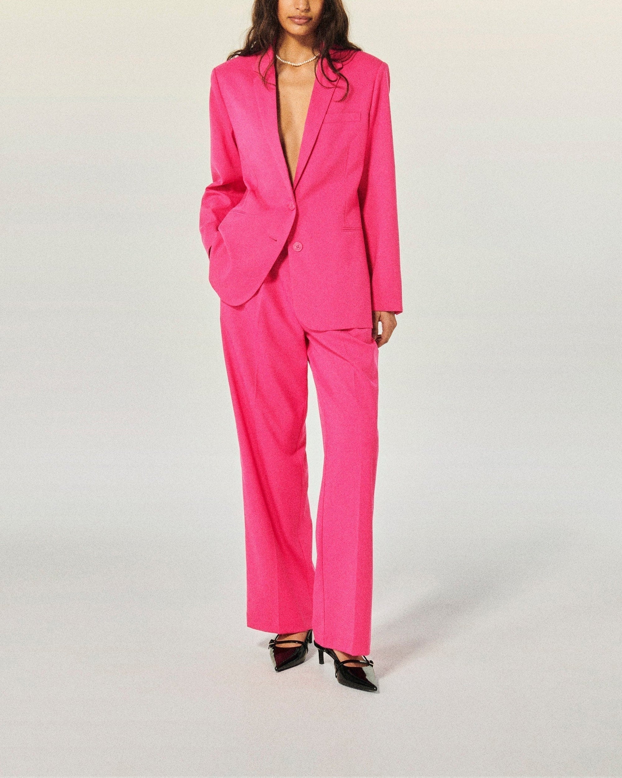 Veste blazer à col tailleur - Flash Pink
