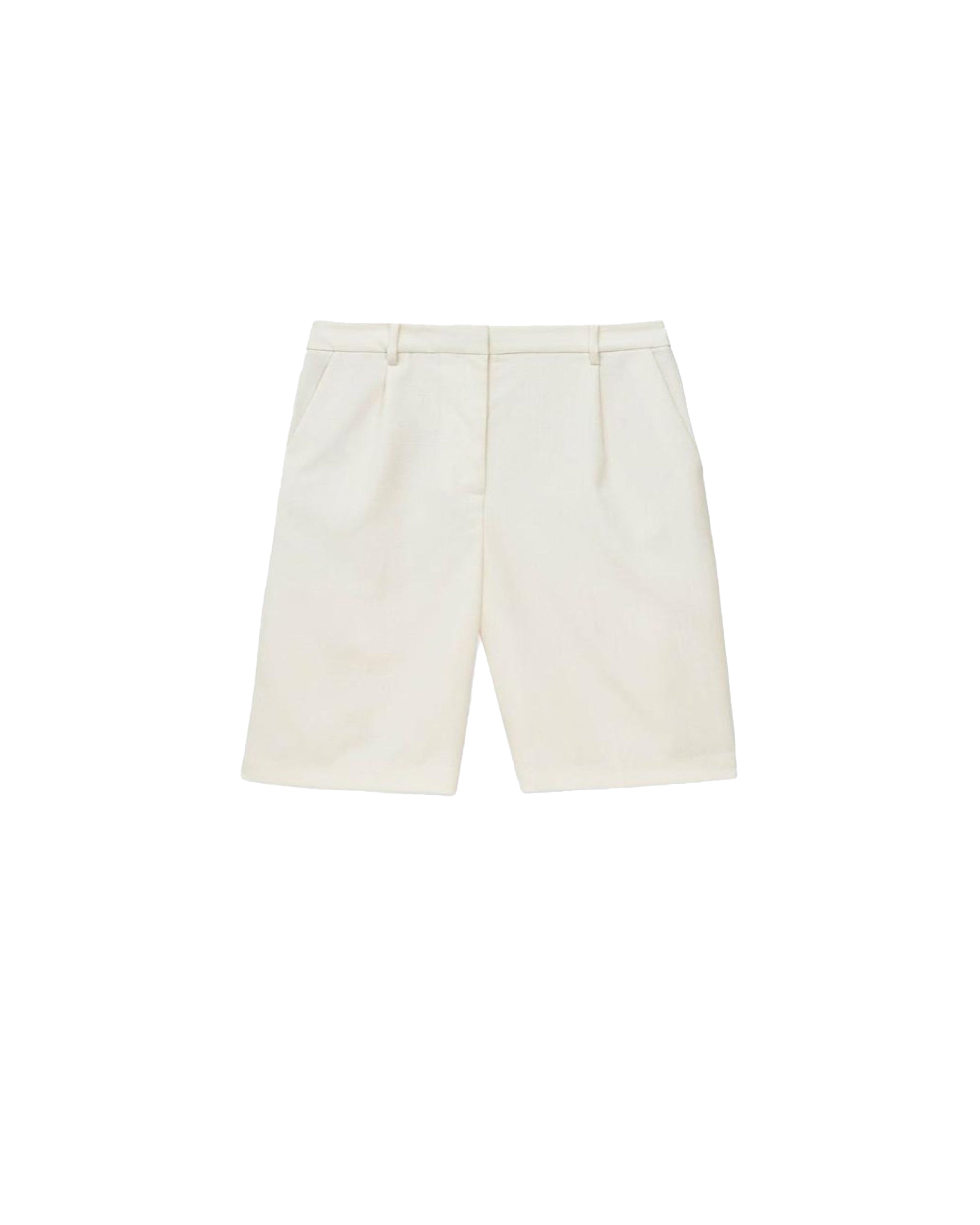 Pleated Bermuda shorts - Ecru