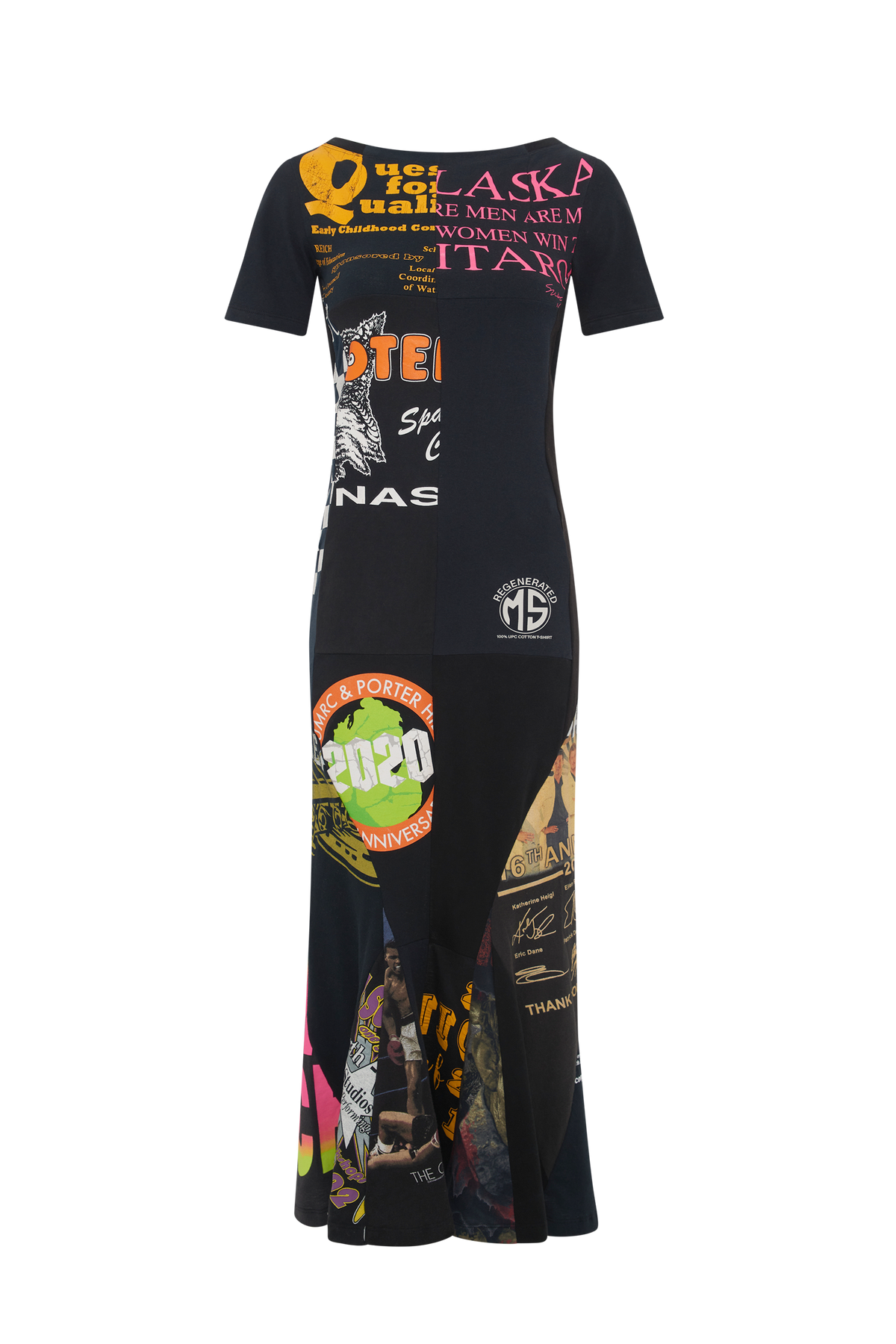 Robe longue graphique Upcyclée - Black