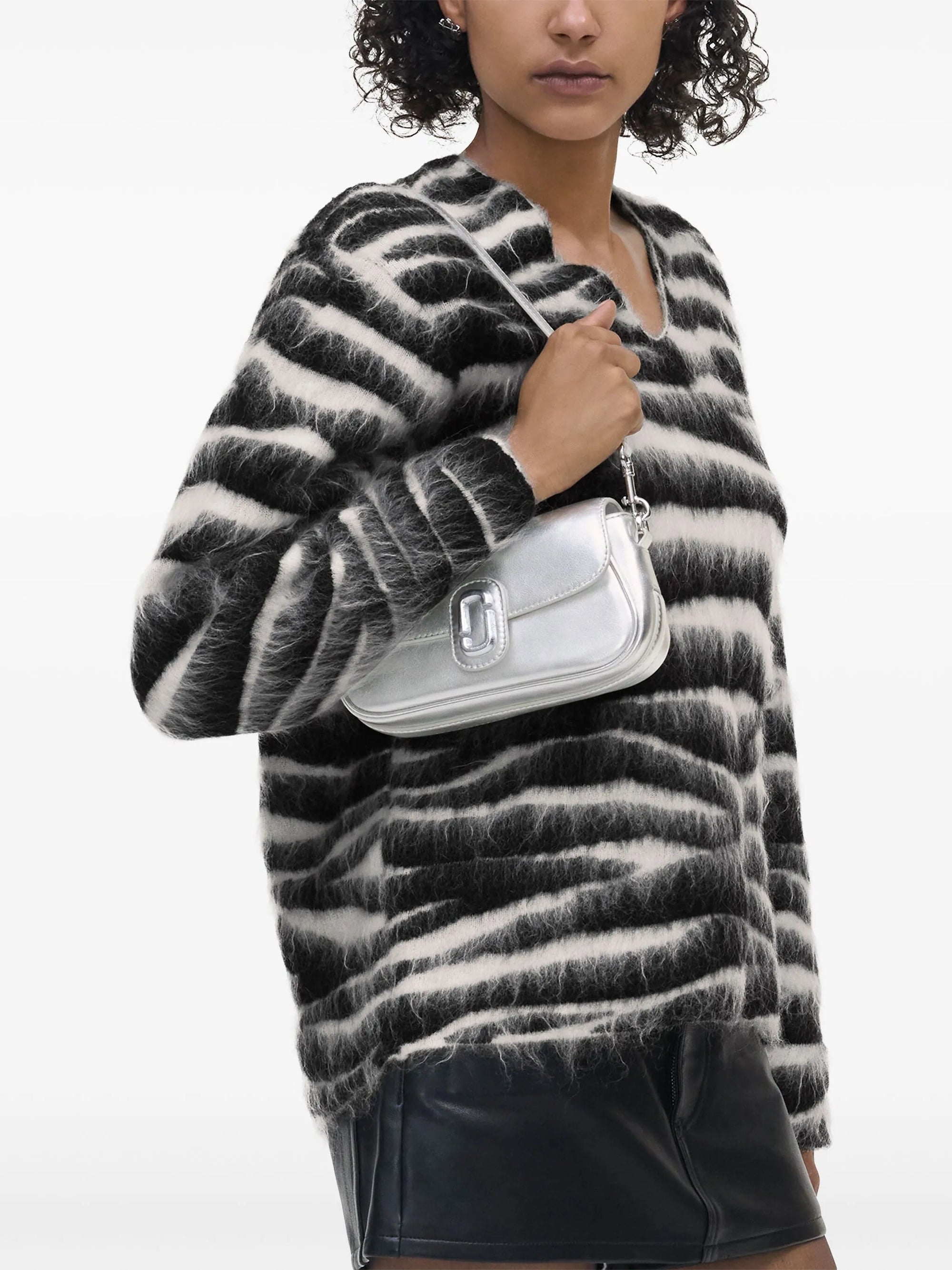 PAS INFO   Sac à bandoulière irisé en cuir - Silver