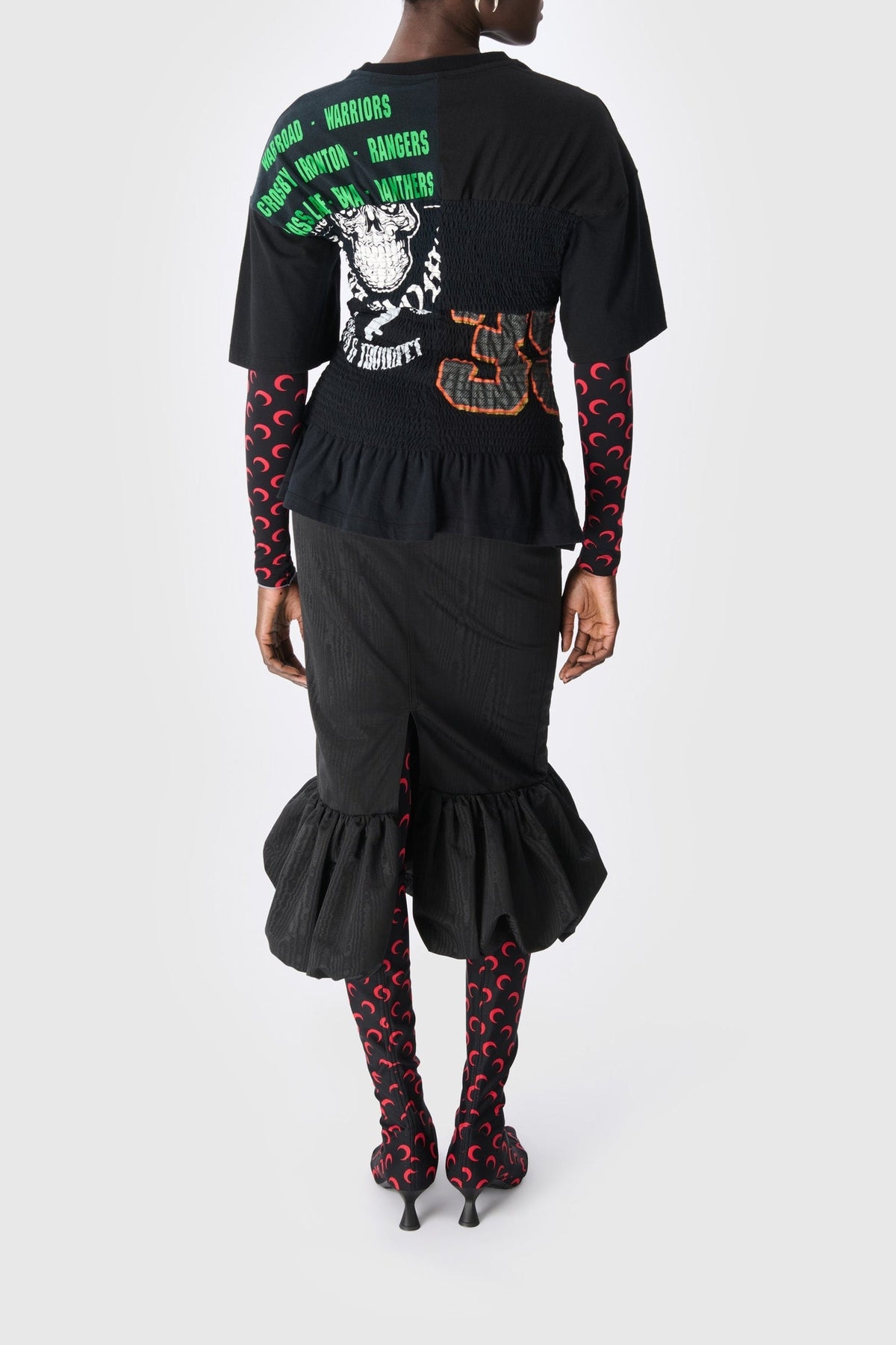 Jupe midi bubble en nylon - Black