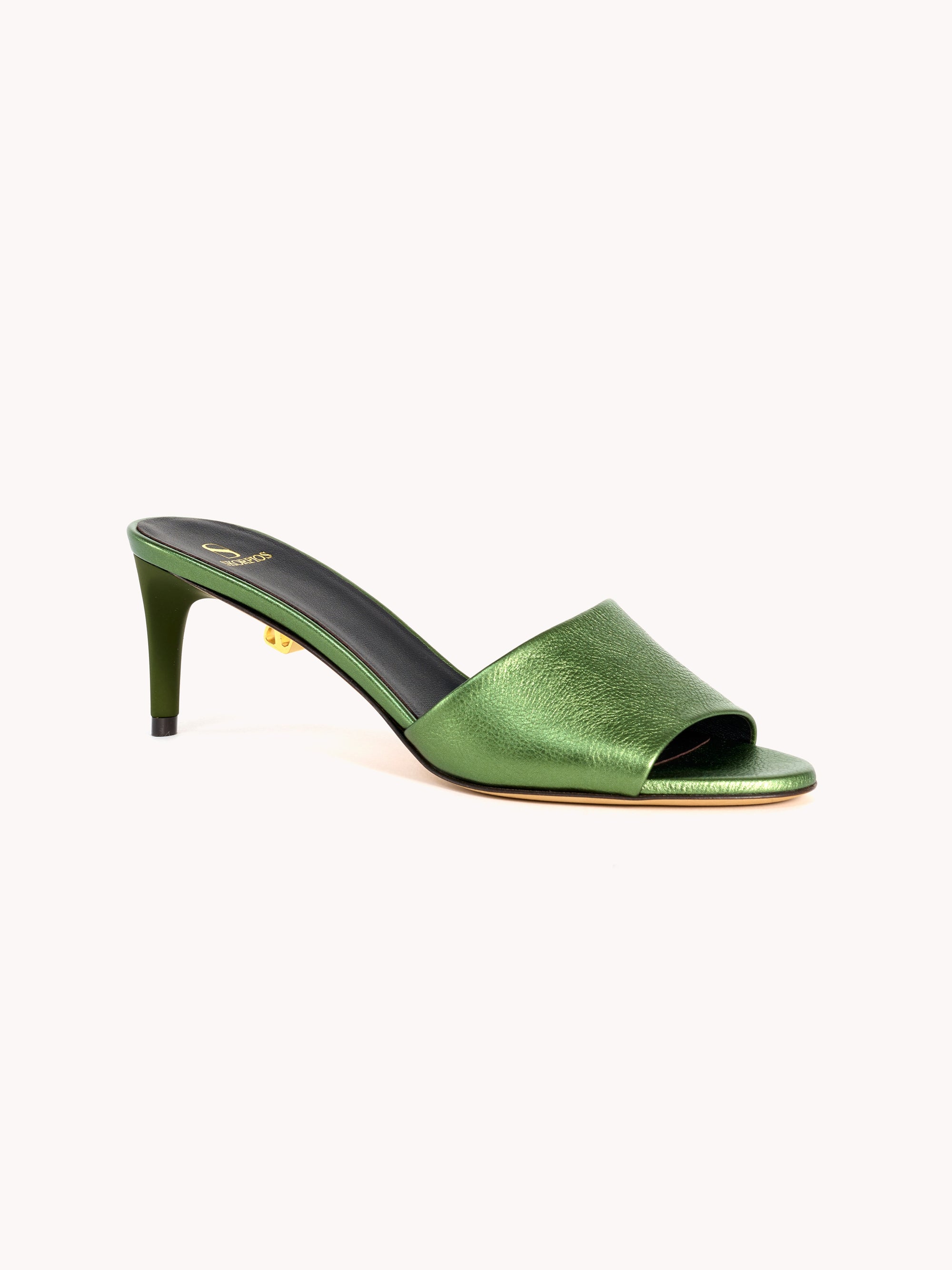 7qty NEW / Mules Ines Up 70 en cuir Nappa métallisé - Green