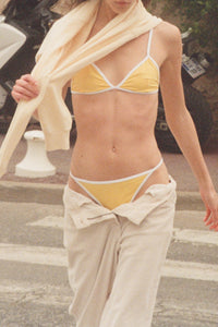 Haut de bikini triangle Kate à liseré - Sunshine Yellow