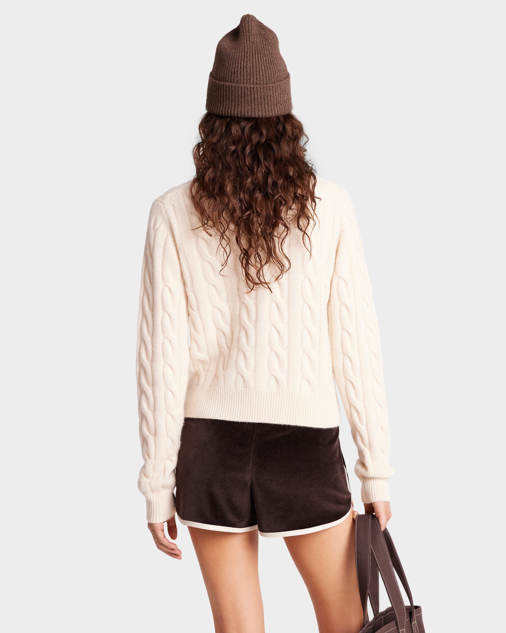 Cardigan SRC boutonné en cachemire et laine - Cream