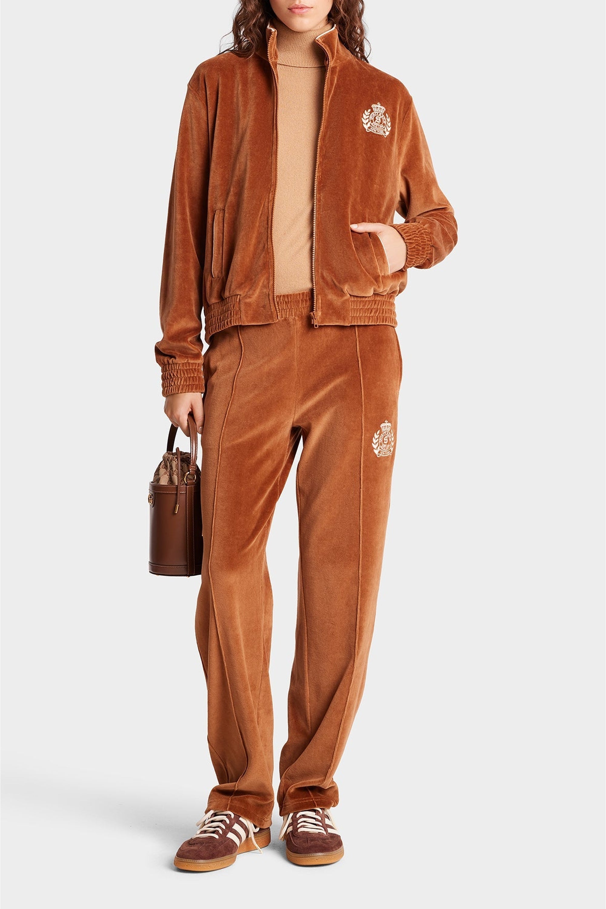 Gilet NY Crest en velours - Tobacco