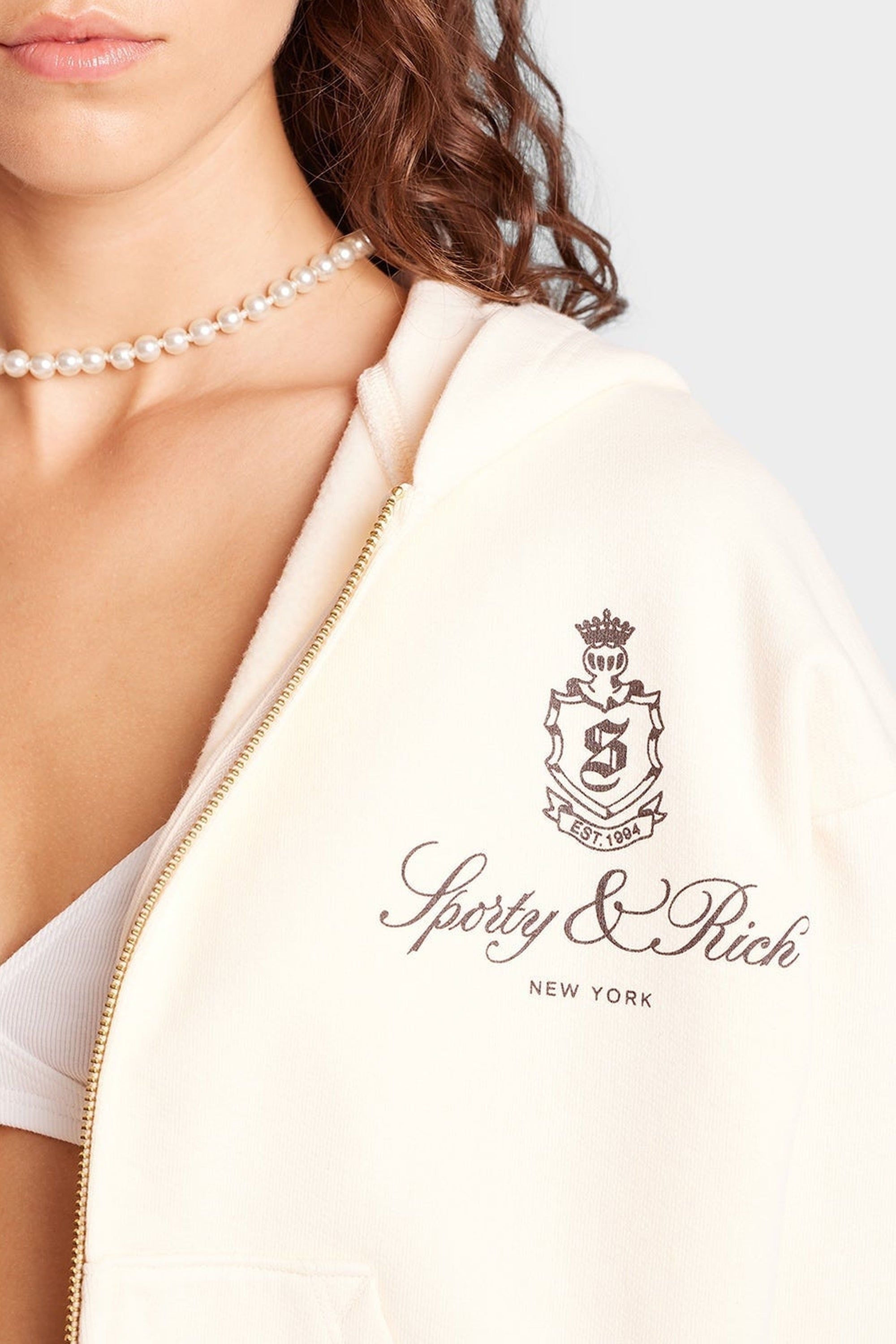 Sweat à capuche Vendome zippé - Cream