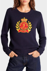 Sweatshirt NY Crest brodé en laine - Navy