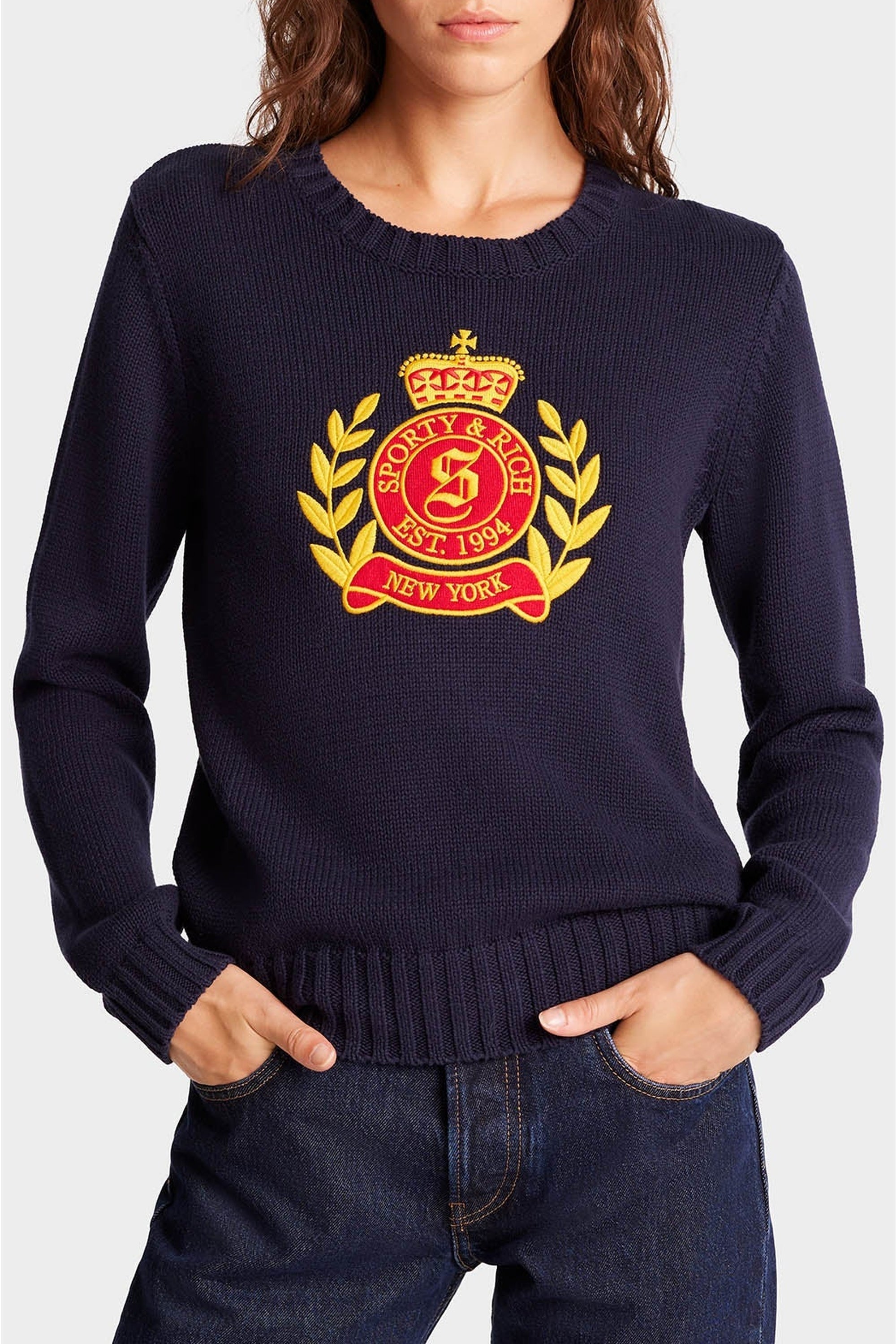 Sweatshirt NY Crest brodé en laine - Navy