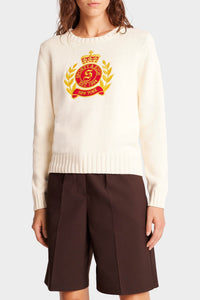 Sweatshirt NY Crest avec écusson en maille - Cream