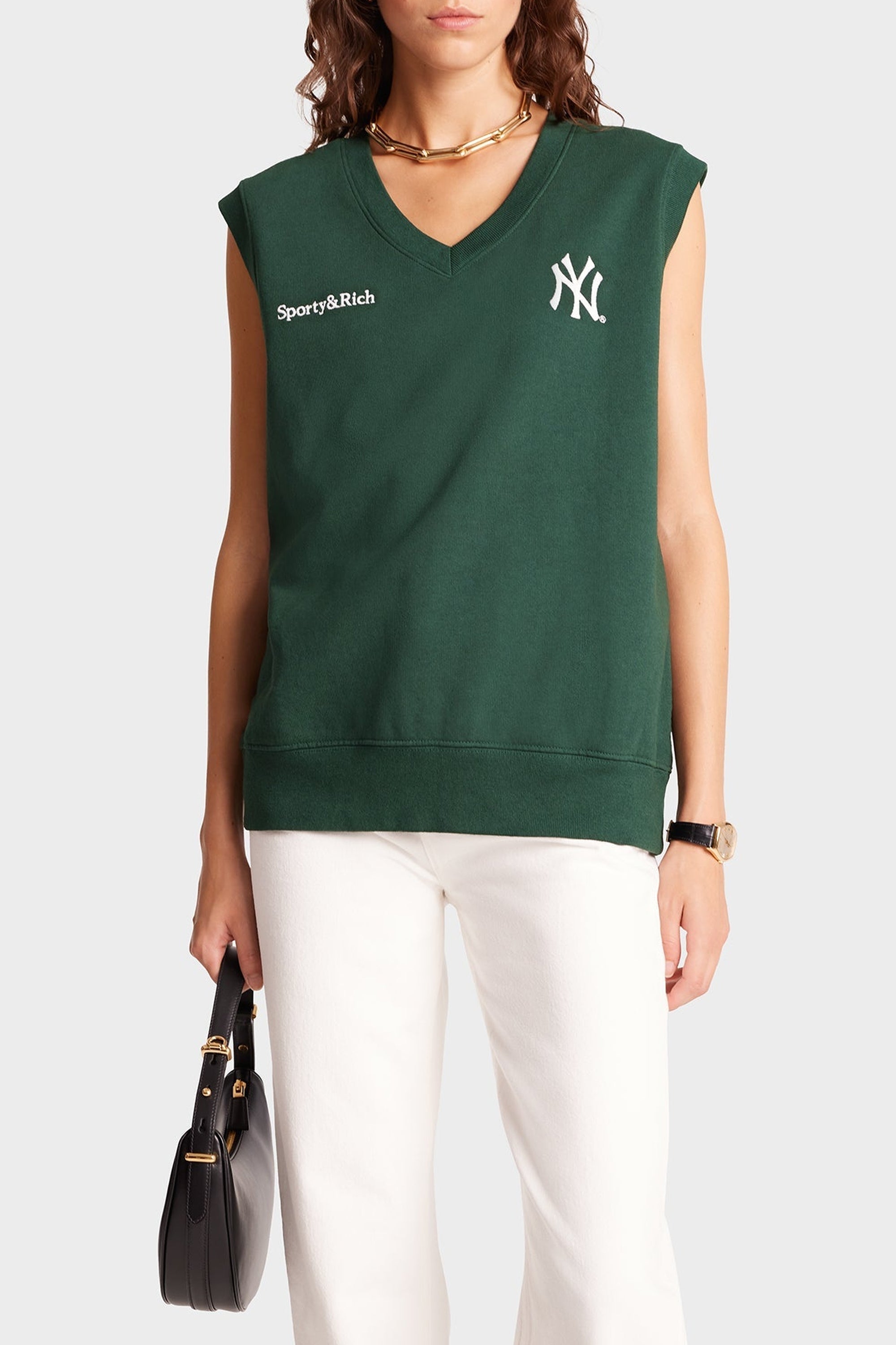Sweatshirt Yankees à col V sans manches - Forest
