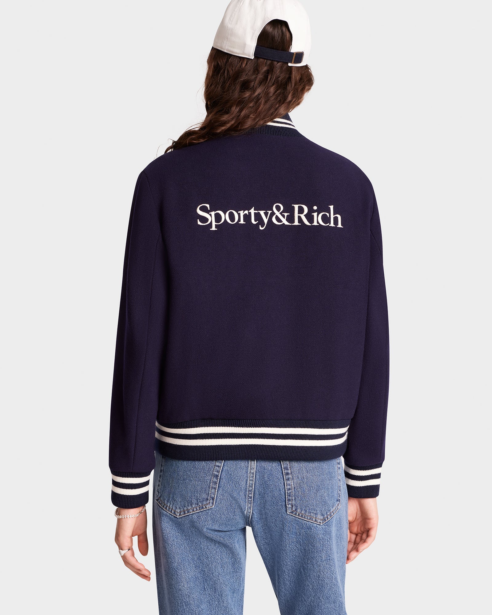 Veste bomber Varsity en laine - Navy