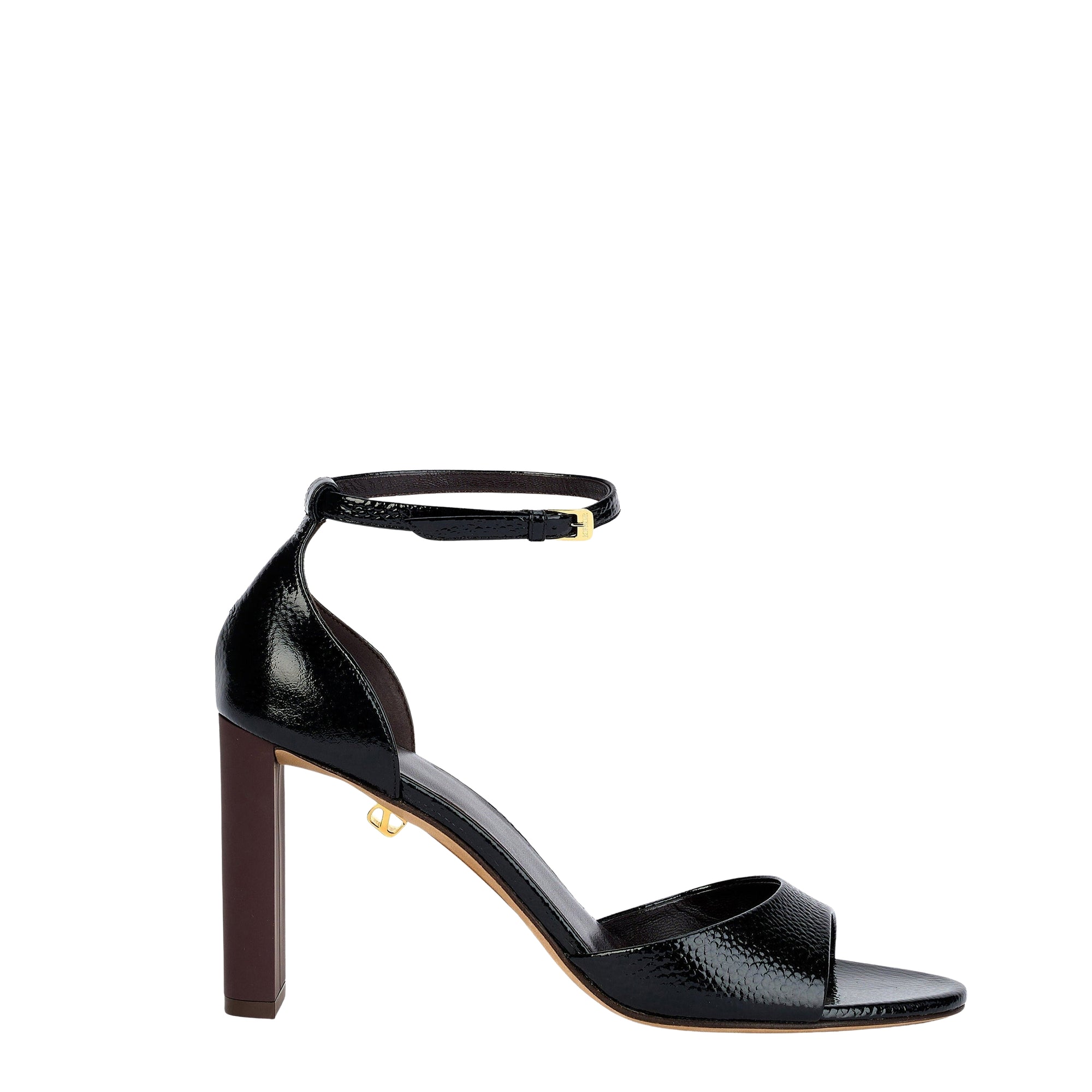 18qty NEW / Sandales Valentina Caviar 90 en cuir verni grainé - Black