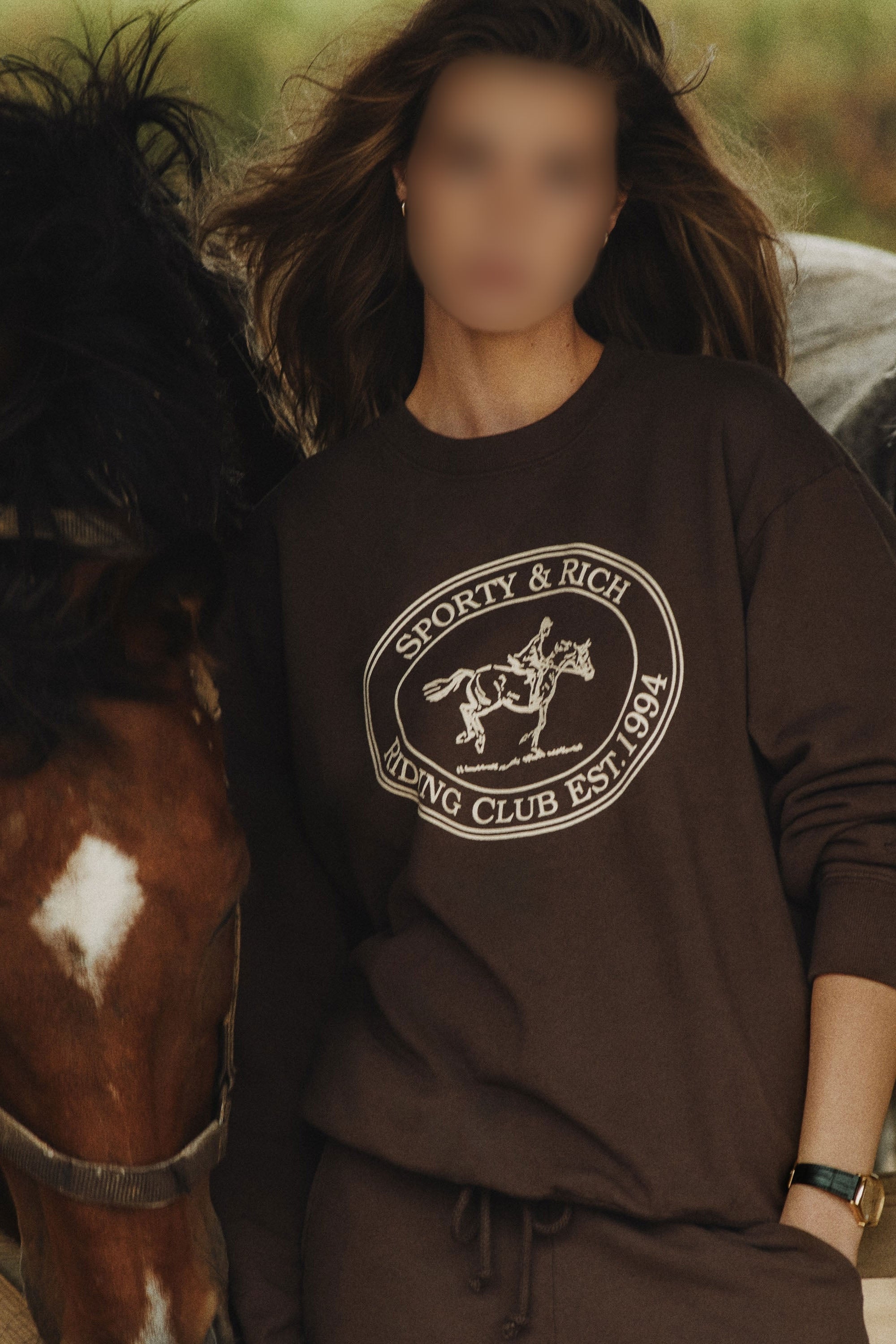 Sweatshirt Riding Club imprimé - Chocolate