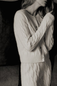 Cardigan SRC boutonné en cachemire et laine - Cream