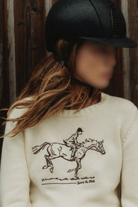 Pull brodé en maille - Cream