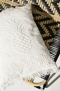 Coussin Cosy Towelling - Camellia & White