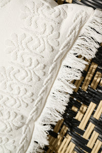 Coussin Cosy Towelling - Camellia & White