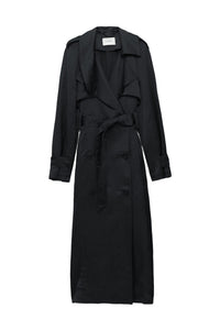 Slouchy Coolness Trench Coat - Pure Black