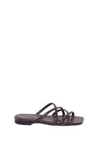 Exotic Shine flat leather sandals - Shimmering Lilac