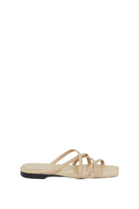 Sandales plates Exotic Shine en cuir - Shimmering Camel