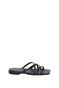 Sandales plates Exotic Shine en cuir - Pure Black