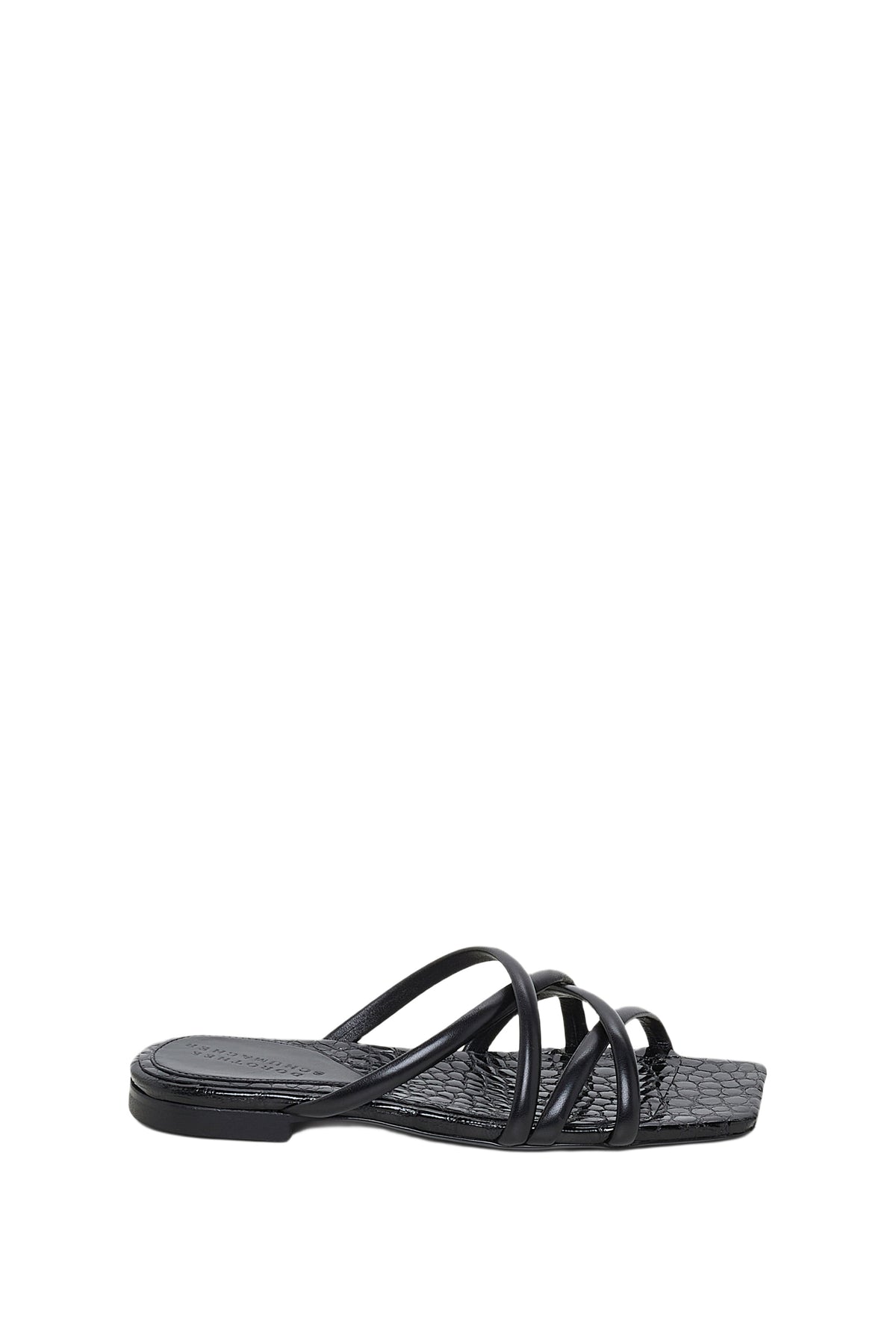 Sandales plates Exotic Shine en cuir - Pure Black