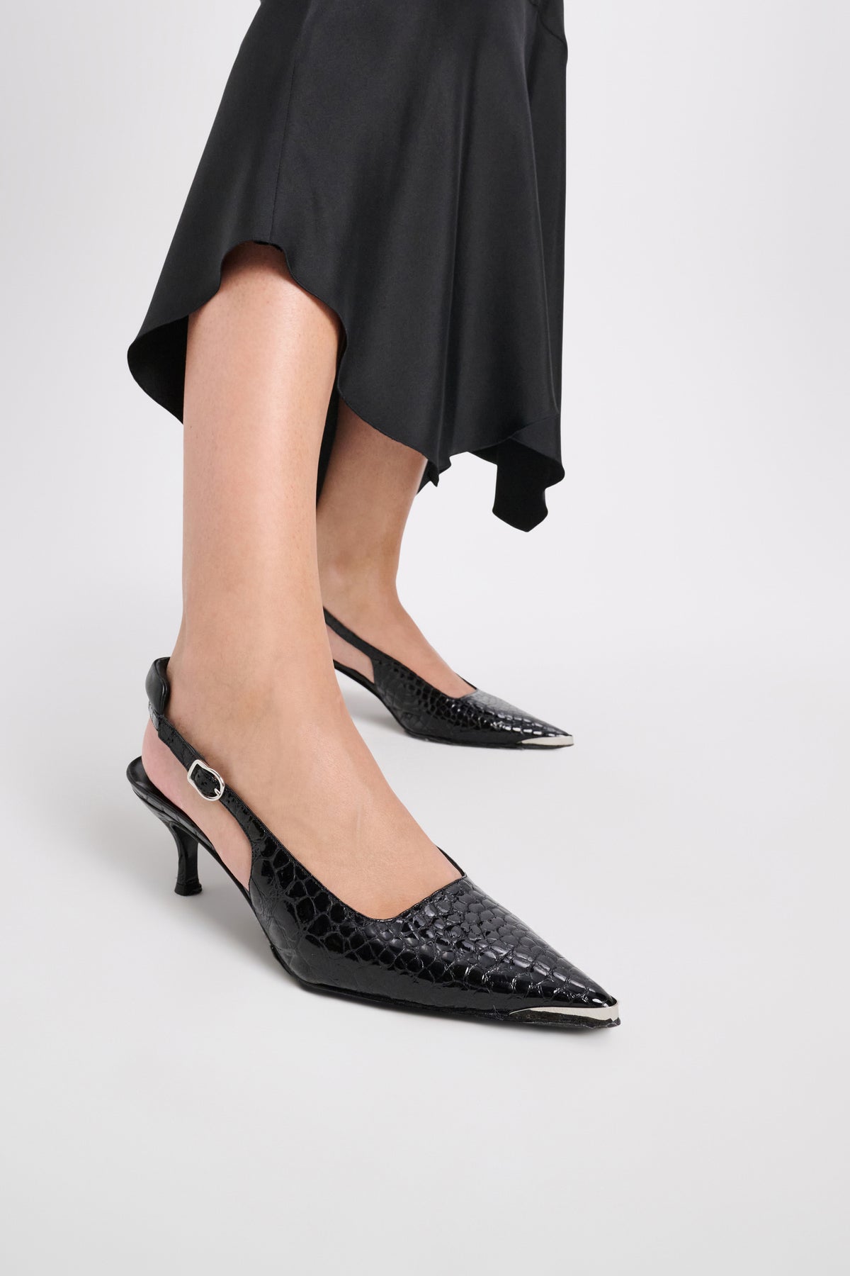 Escarpins kitten heel Exotic Shine - Pure Black