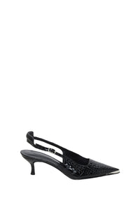 Escarpins kitten heel Exotic Shine en cuir - Pure Black