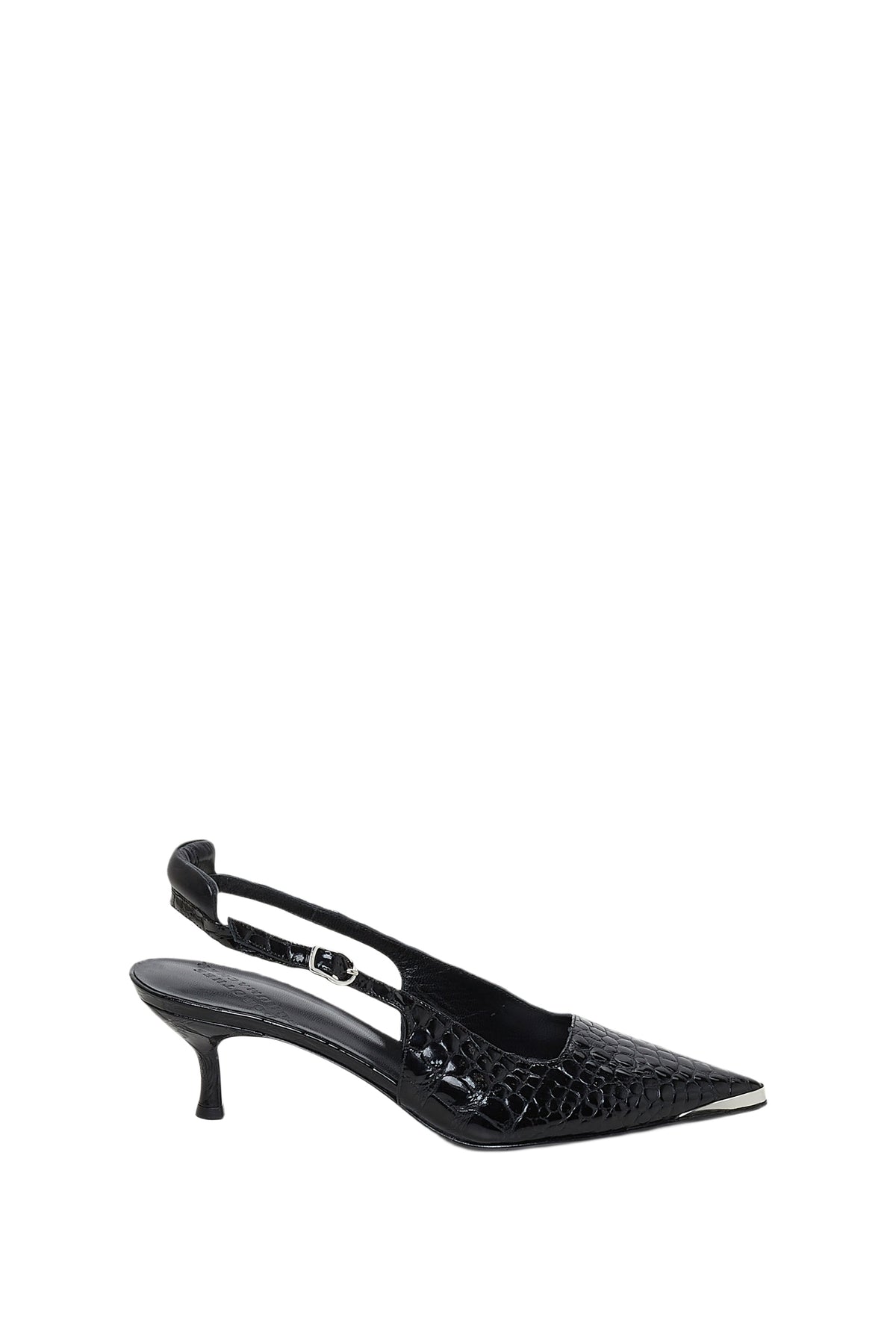 Escarpins kitten heel Exotic Shine en cuir - Pure Black