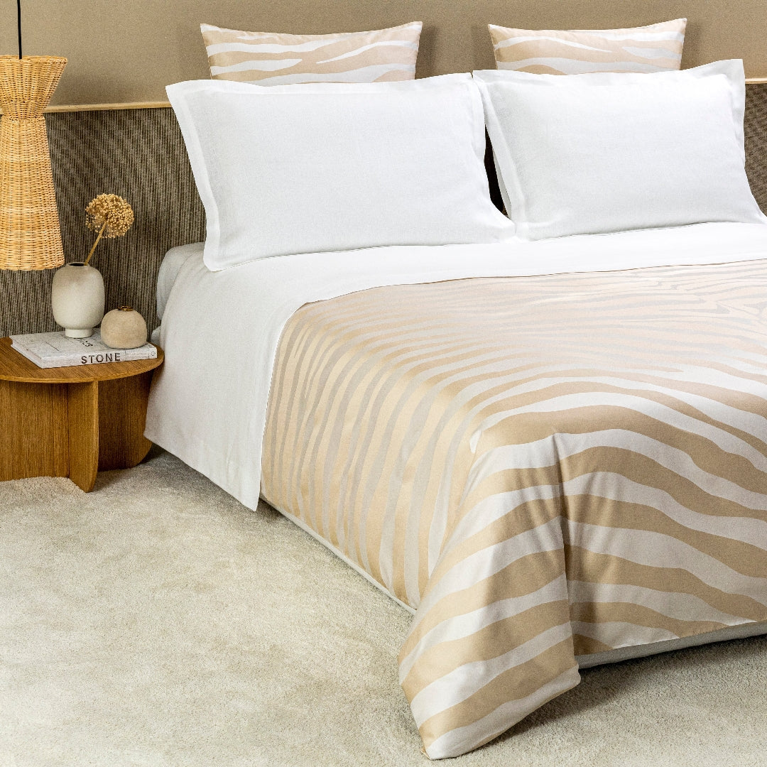 Duvet cover Dunes in cotton - Savage beige & Milk