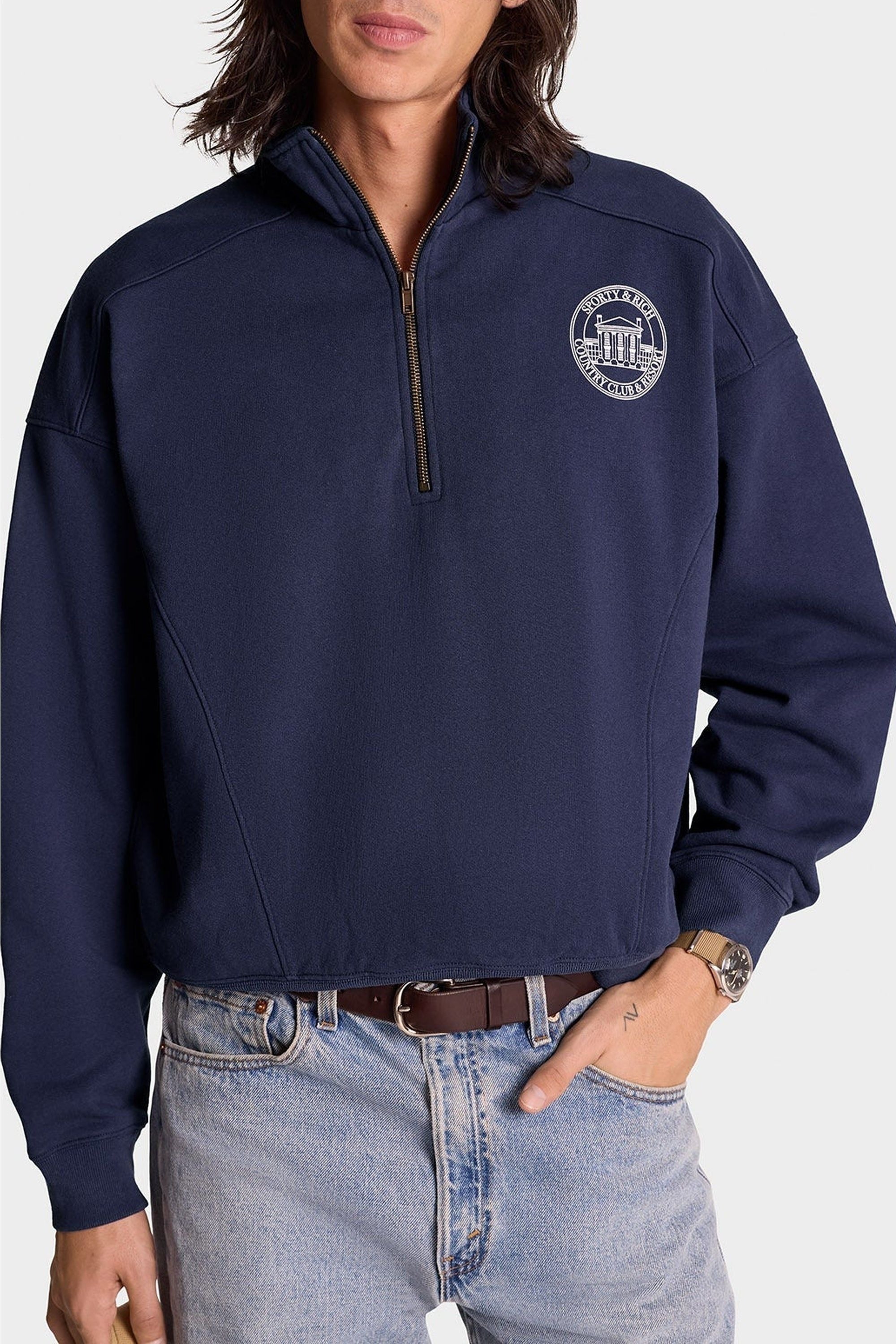 Sweatshirt Vendome zippé à col montant - Navy