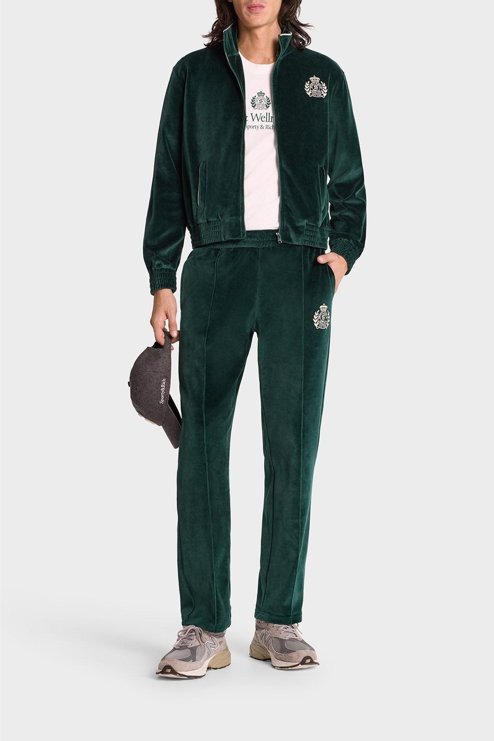 Gilet NY Crest en velours - Forest