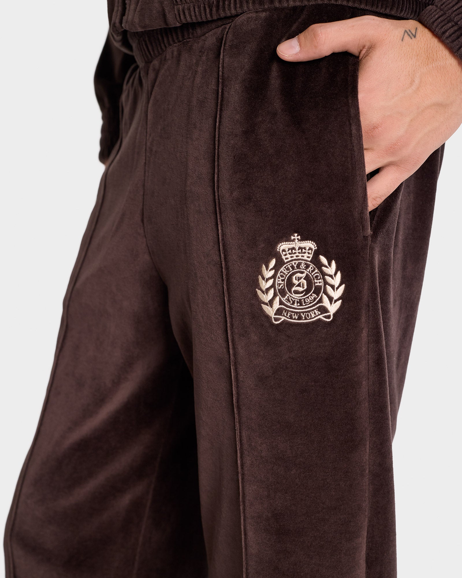 Pantalon NY Crest en velours - Chocolate