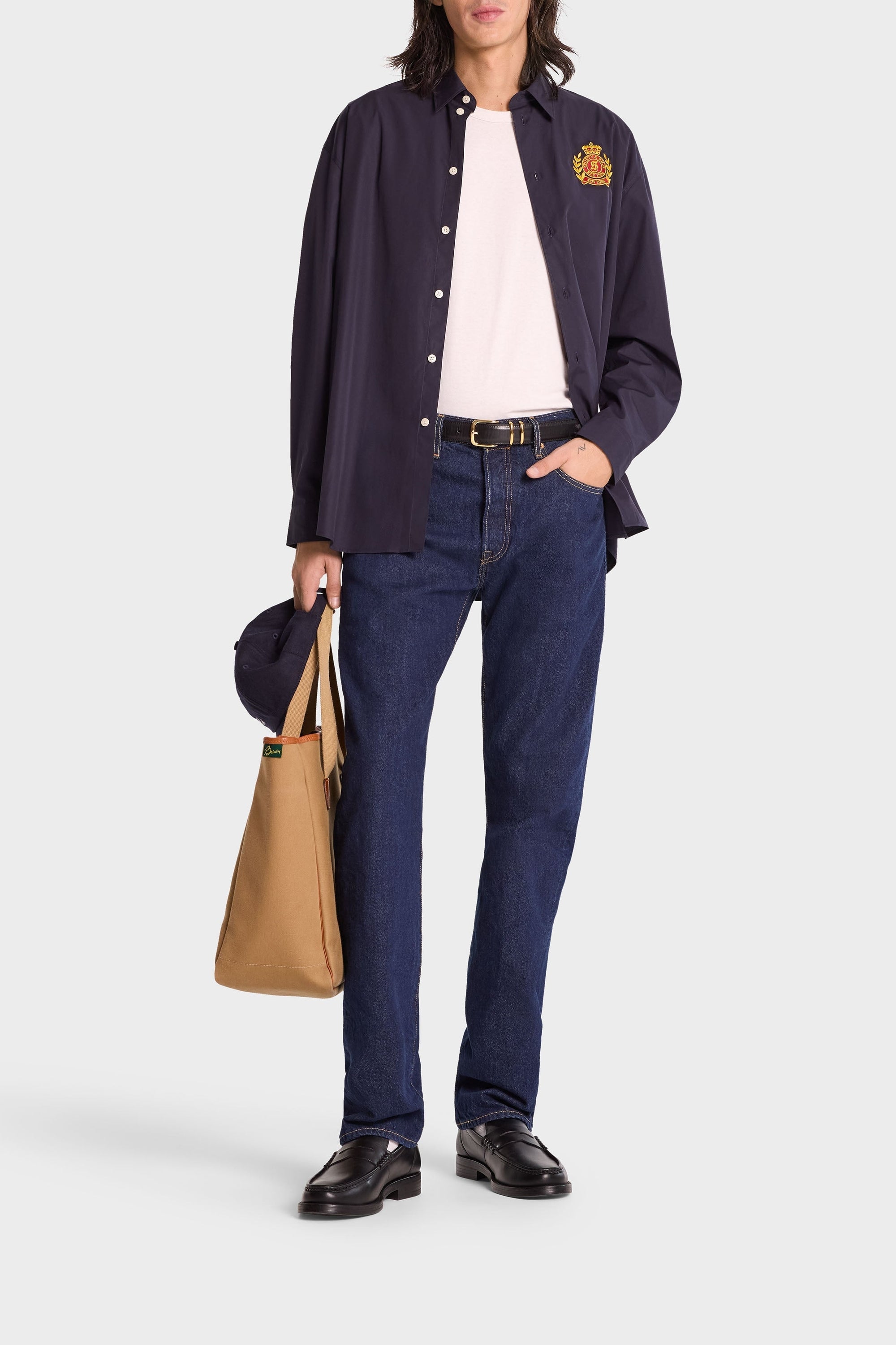 Embroidered oversize shirt - Navy