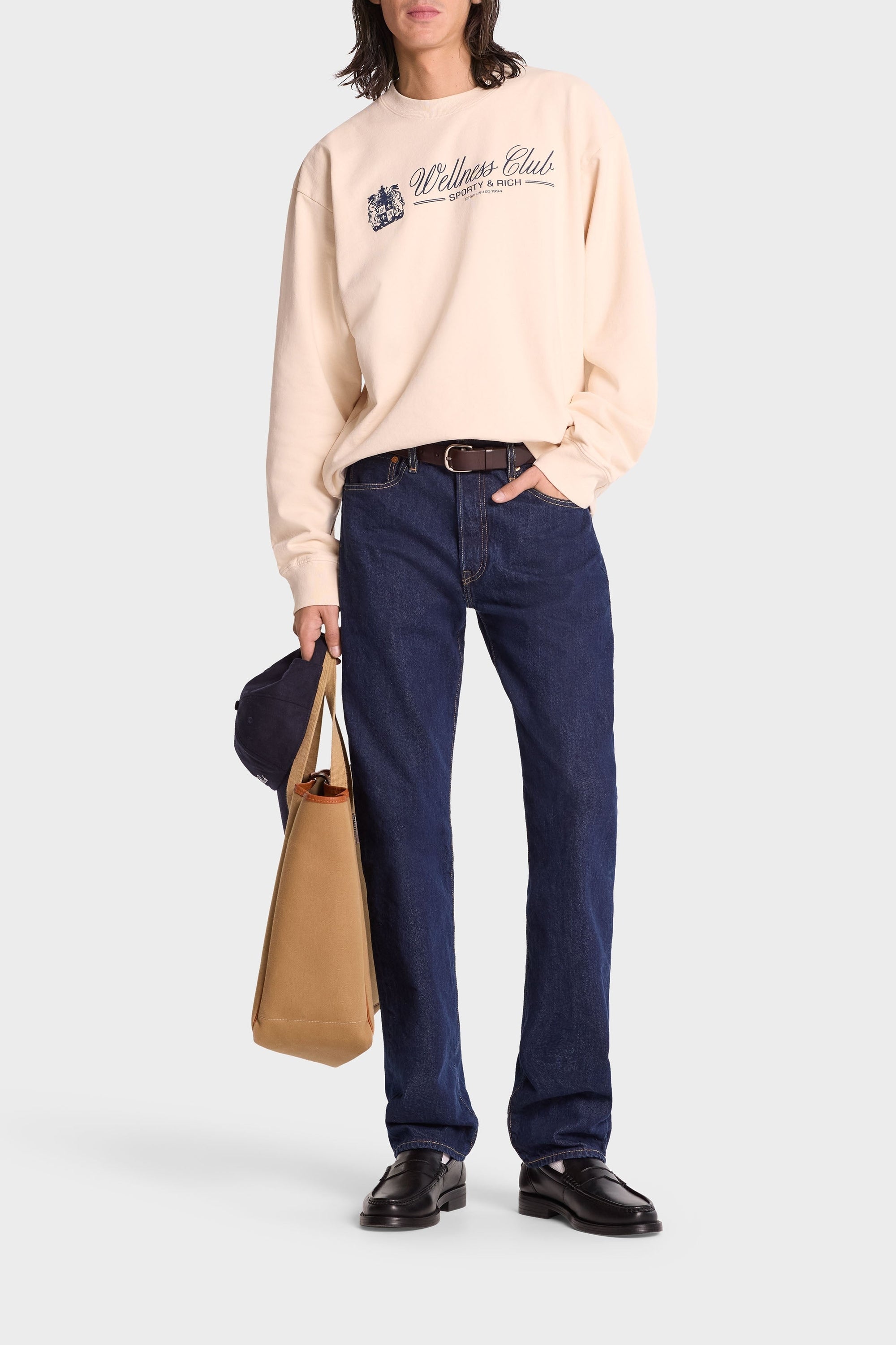 Sweatshirt imprimé à col rond - Cream
