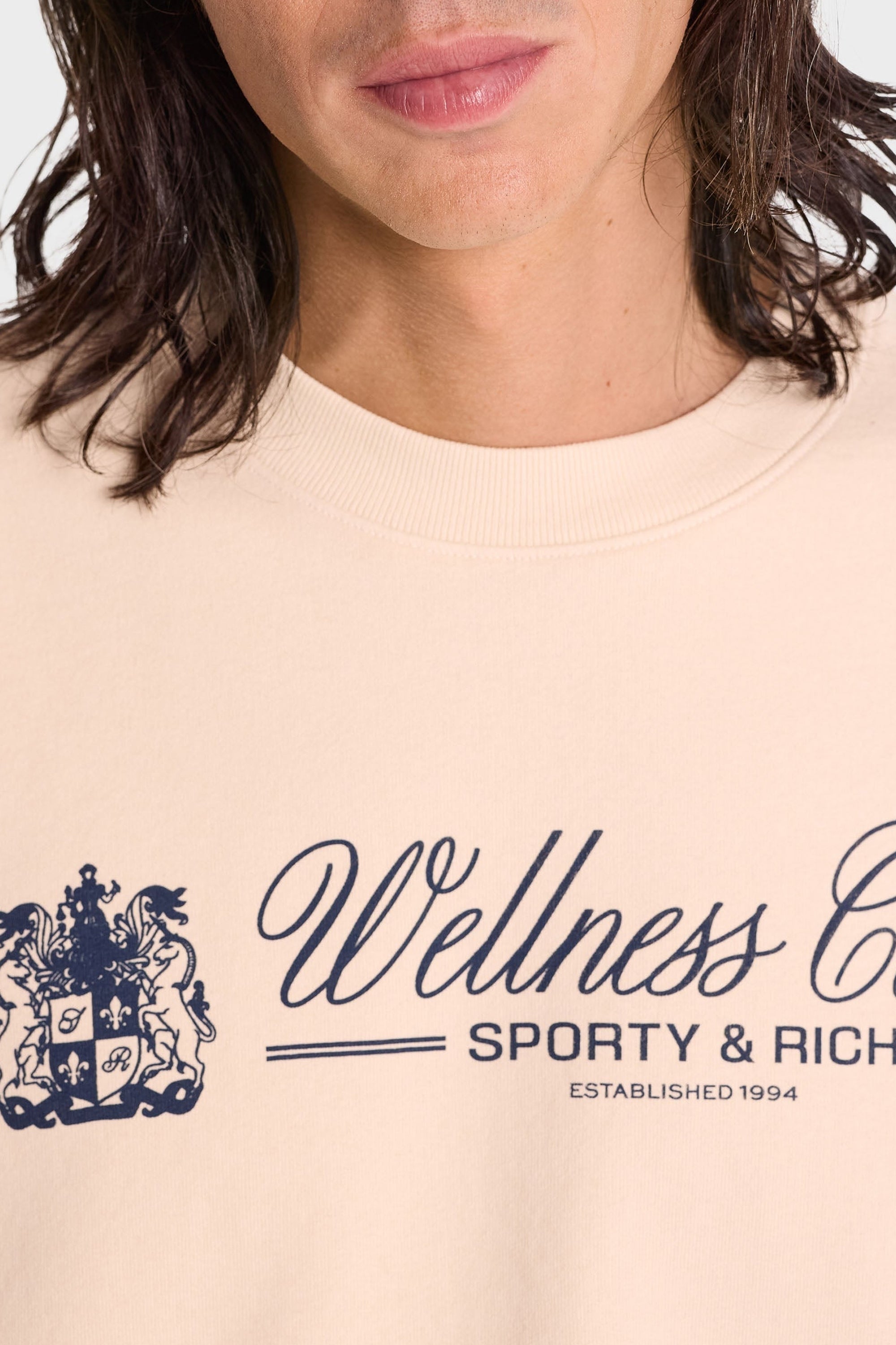 Sweatshirt imprimé à col rond - Cream