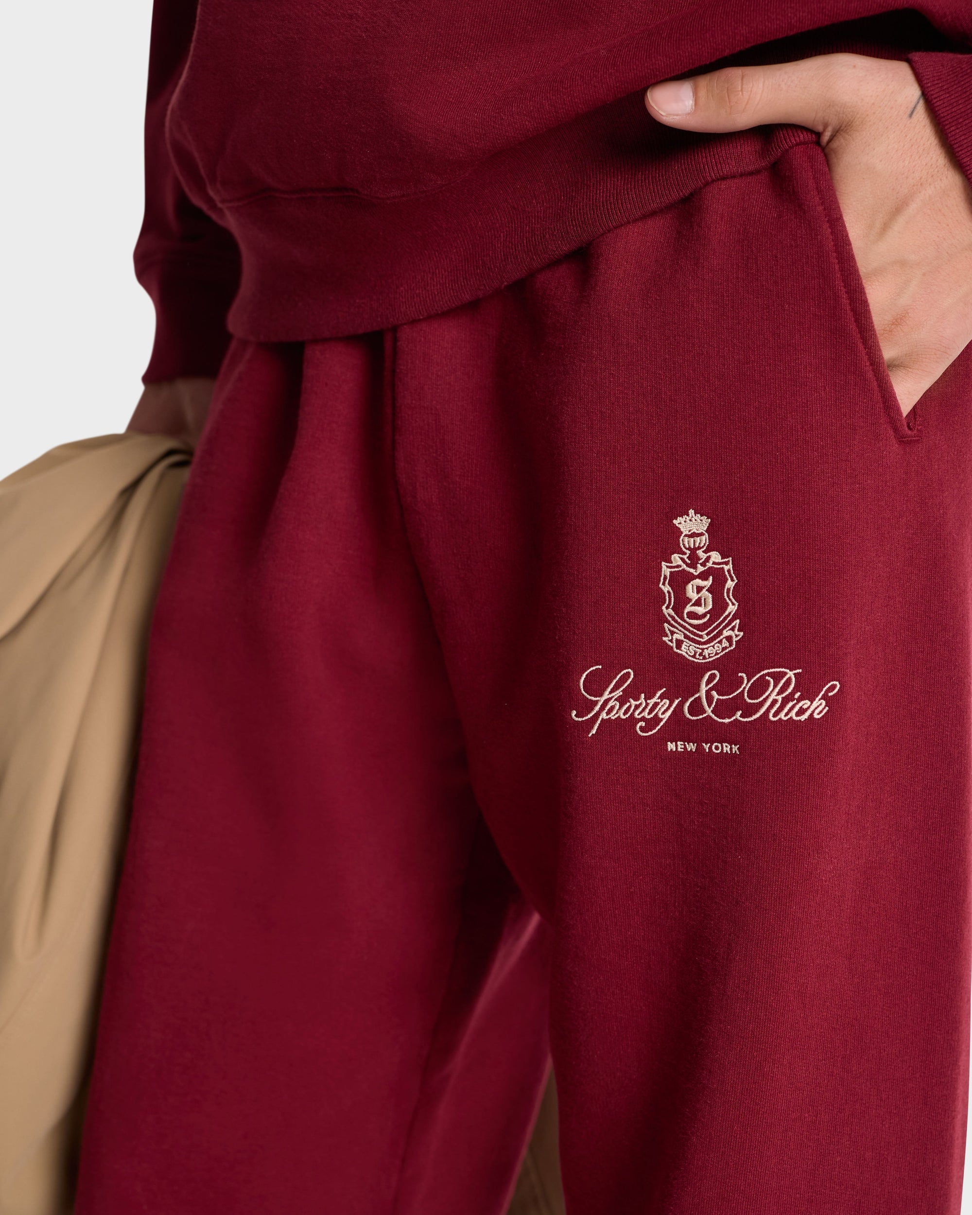 Pantalon de survêtement Vendome à broderie - Merlot