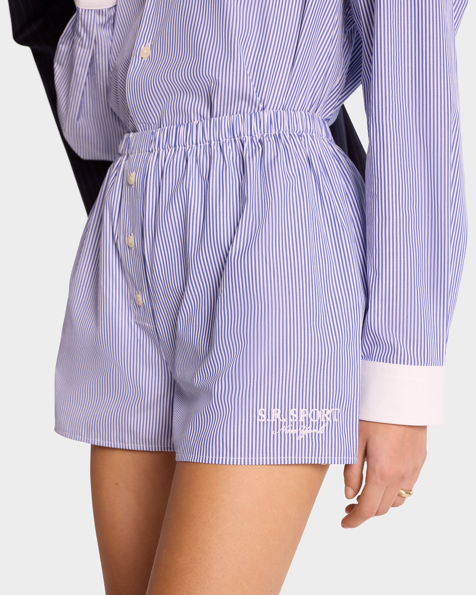Short boxer à rayures - White & Blue Stripe