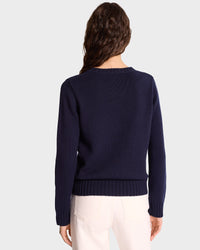 Pull brodé à col rond - Navy